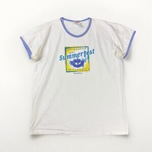 VTG Y2K 2001 Summerfest Milwaukee Ringer T-Shirt L MKE Single Stitch Tee Retro